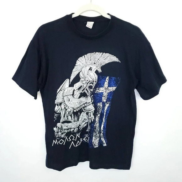 Spartan Warrior Men's Tshirt Medium Molon Lave Come and Get it in Black Leonidas - Picture 3 of 11